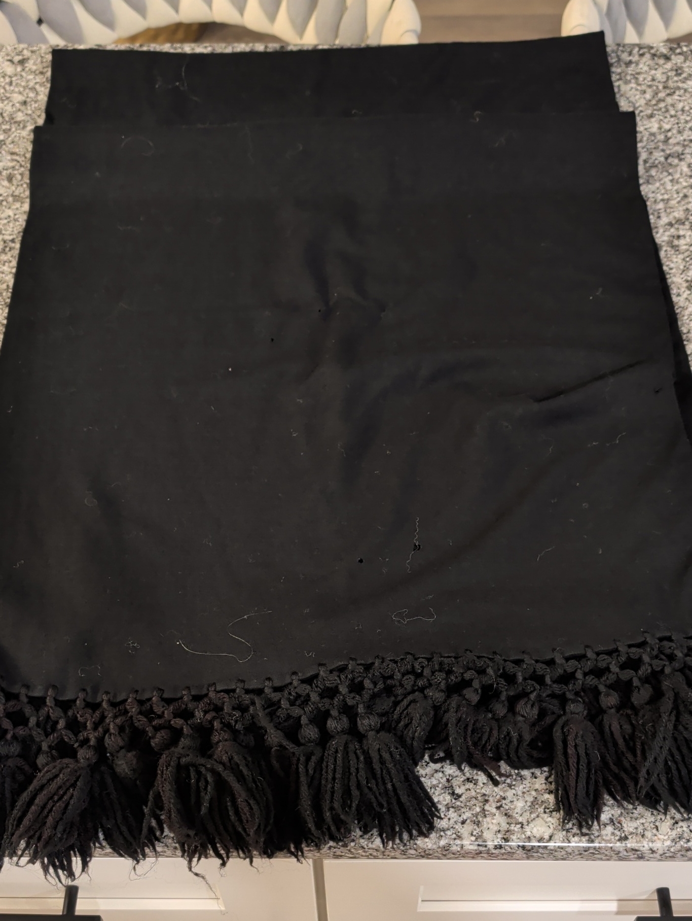 Saks Fifth Avenue Black Knit Scarf With Subtle Tassel Edge